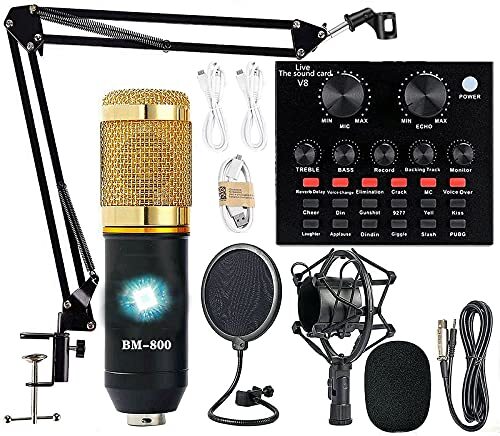 Podcast Equipment Bundle, BM-800 Recording Studio Package with Voice AM100-V8