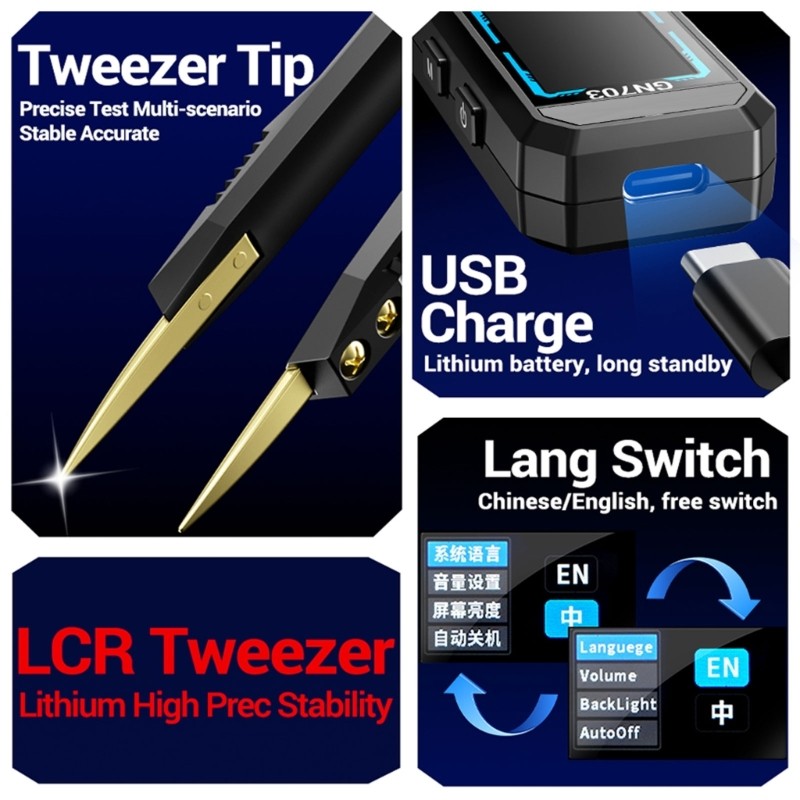 Multifunctional Digital Tweezer for Testing Resistance Capacitance Inductance