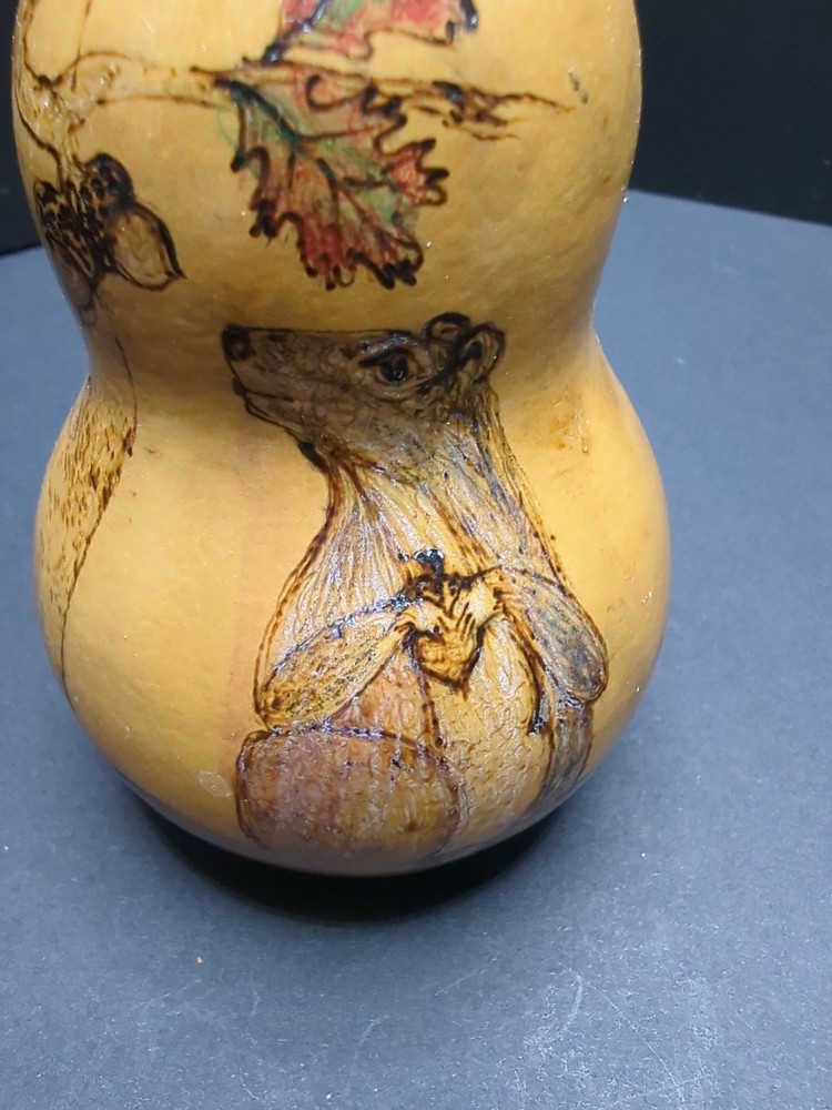 Hand Painted Squirrel Small Gourd