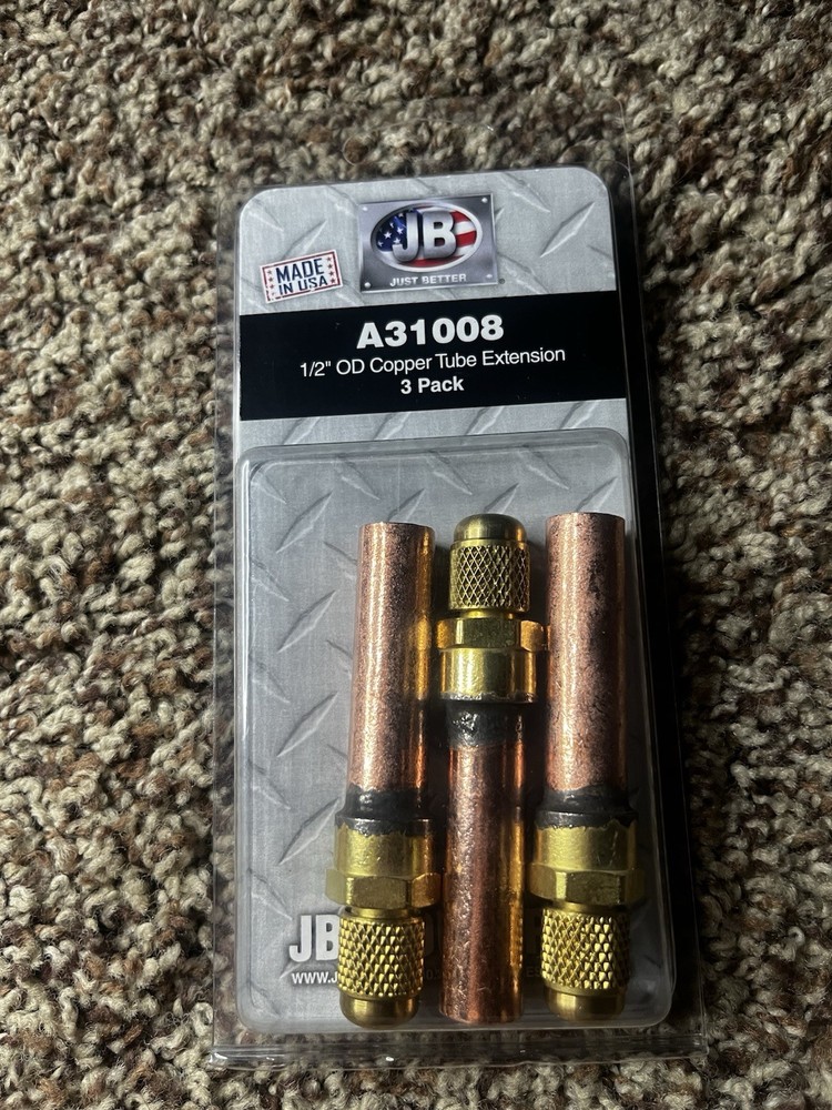 JB A31008 Copper Tube Extension, 1/2 Inch OD, Brass #634C