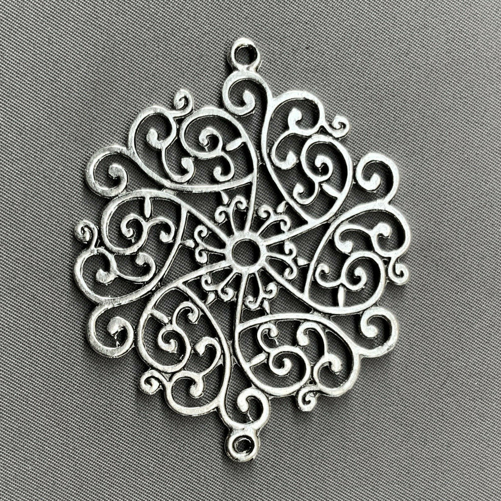Large Mandala 2 Loop Links 60x50mm Antique Silver Plated Alloy Q2 Per Pkg