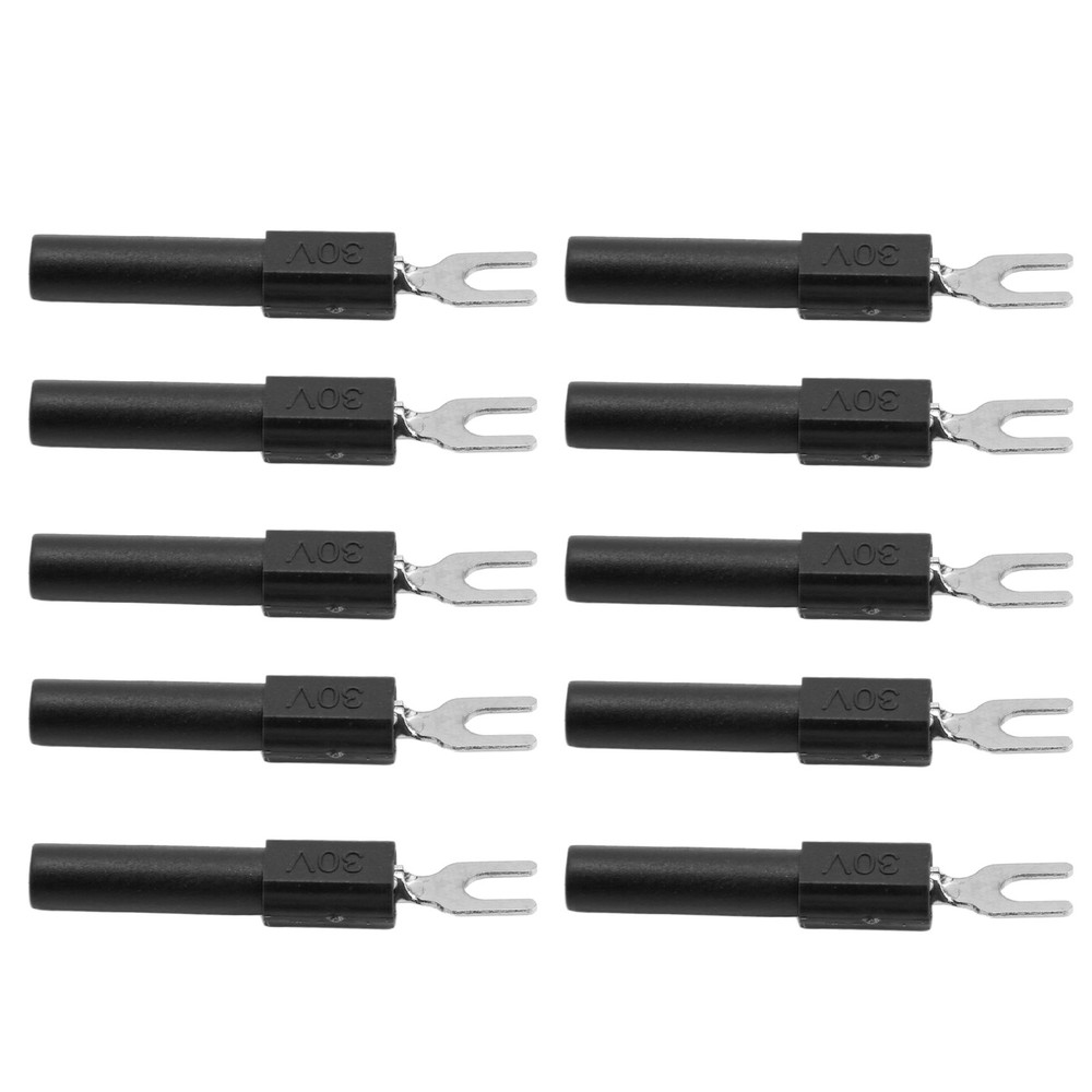 10pcs 4mm Fork Spade Wire Connectors U-Type Crimp Terminal Black
