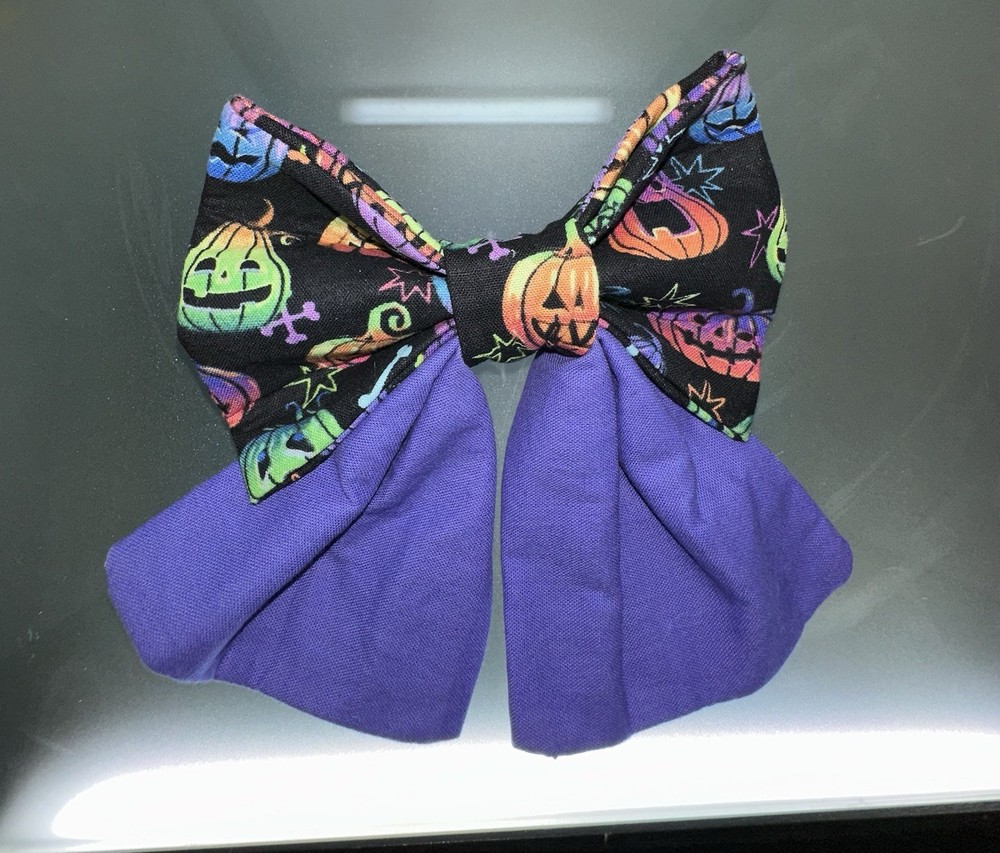 Handmade Over the collar Pet Bow & Bag Holder Bundle #2 (Halloween Pattern) New
