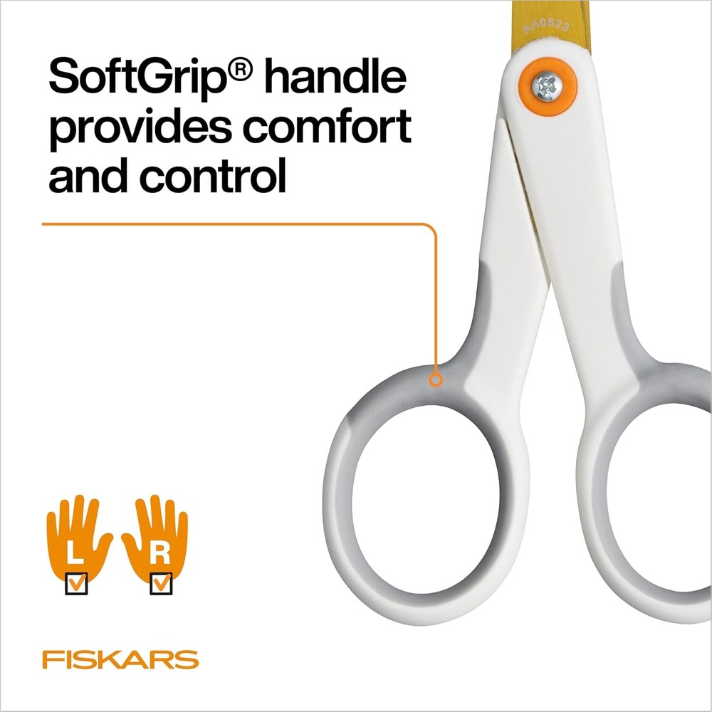 Fiskars Micro-Tip Scissors, Precision Cutting Shears, Titanium Blades & SoftGrip