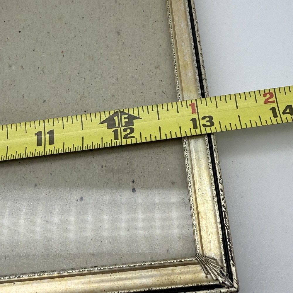 Long Rectangular Picture Frame Metal Flower Etched Sides Free Standing