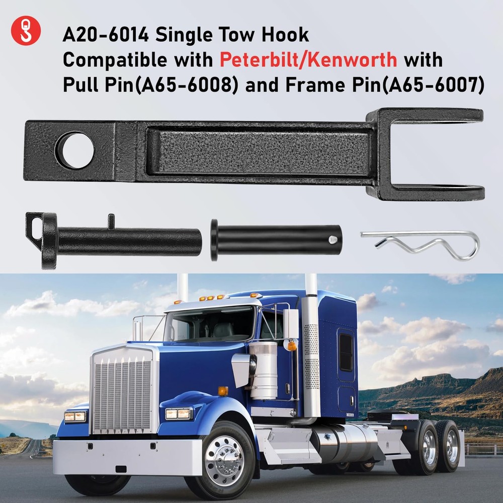 GDLIN A20-6014 Single Tow Hook with Pull Pin (A65-6008) and Frame Pin...