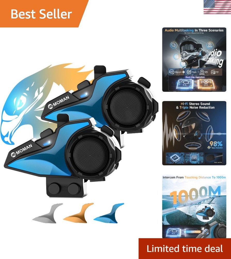 HiFi H2E Motorcycle Communication System - 25 Hour Battery, Eagle Design, 2 Pack