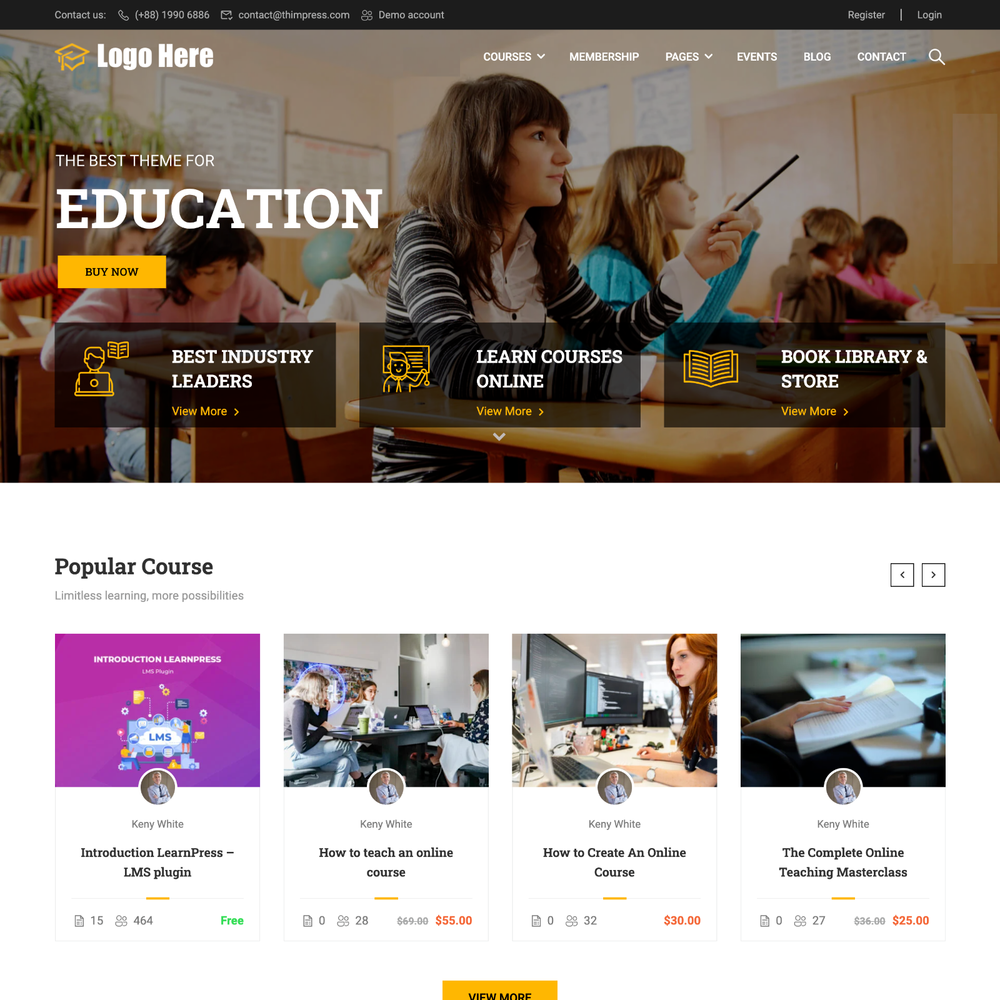 Education Website Design for Training Website with Free 5GB VPS Web Hosting