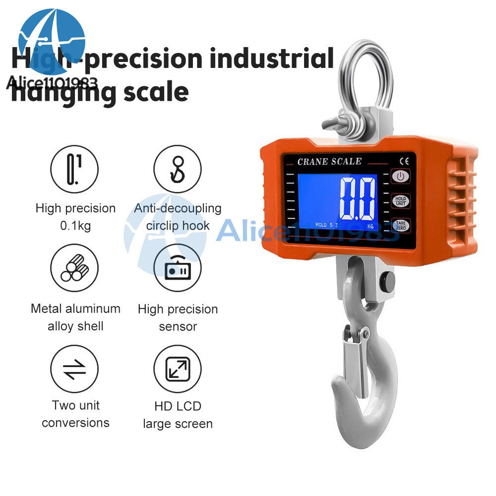 LCD Digital Crane Scale Heavy Duty Electronic Hook Hanging Scale 1000kg