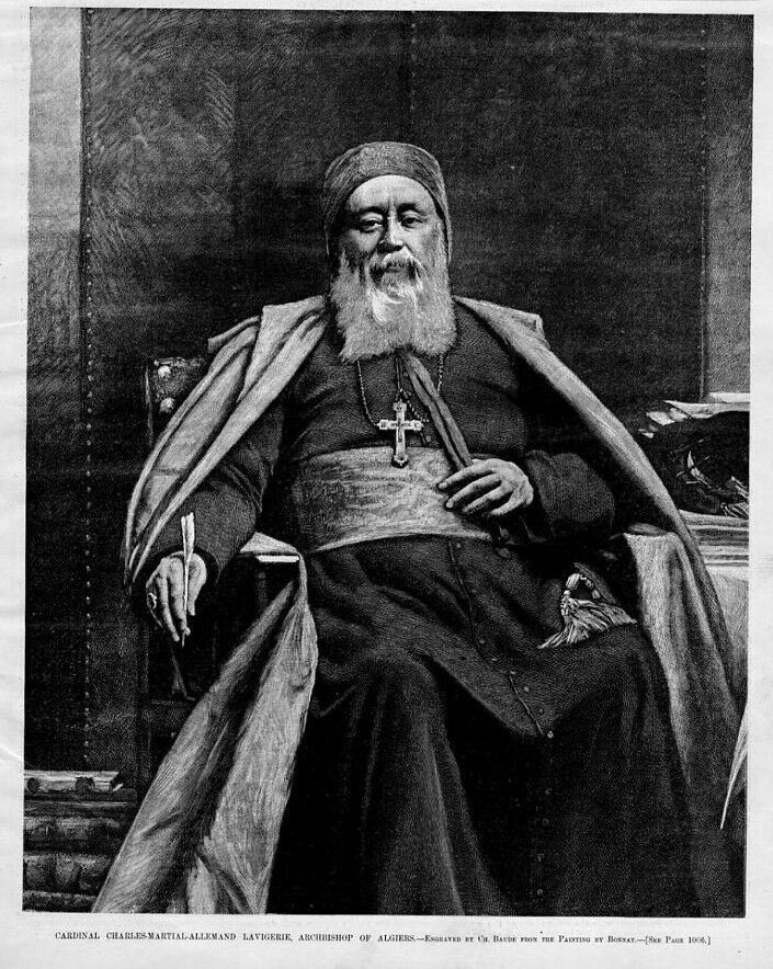 ALGIERS ARCHBISHOP CARDINAL LAVIGERIE, ANTIQUE PRINT