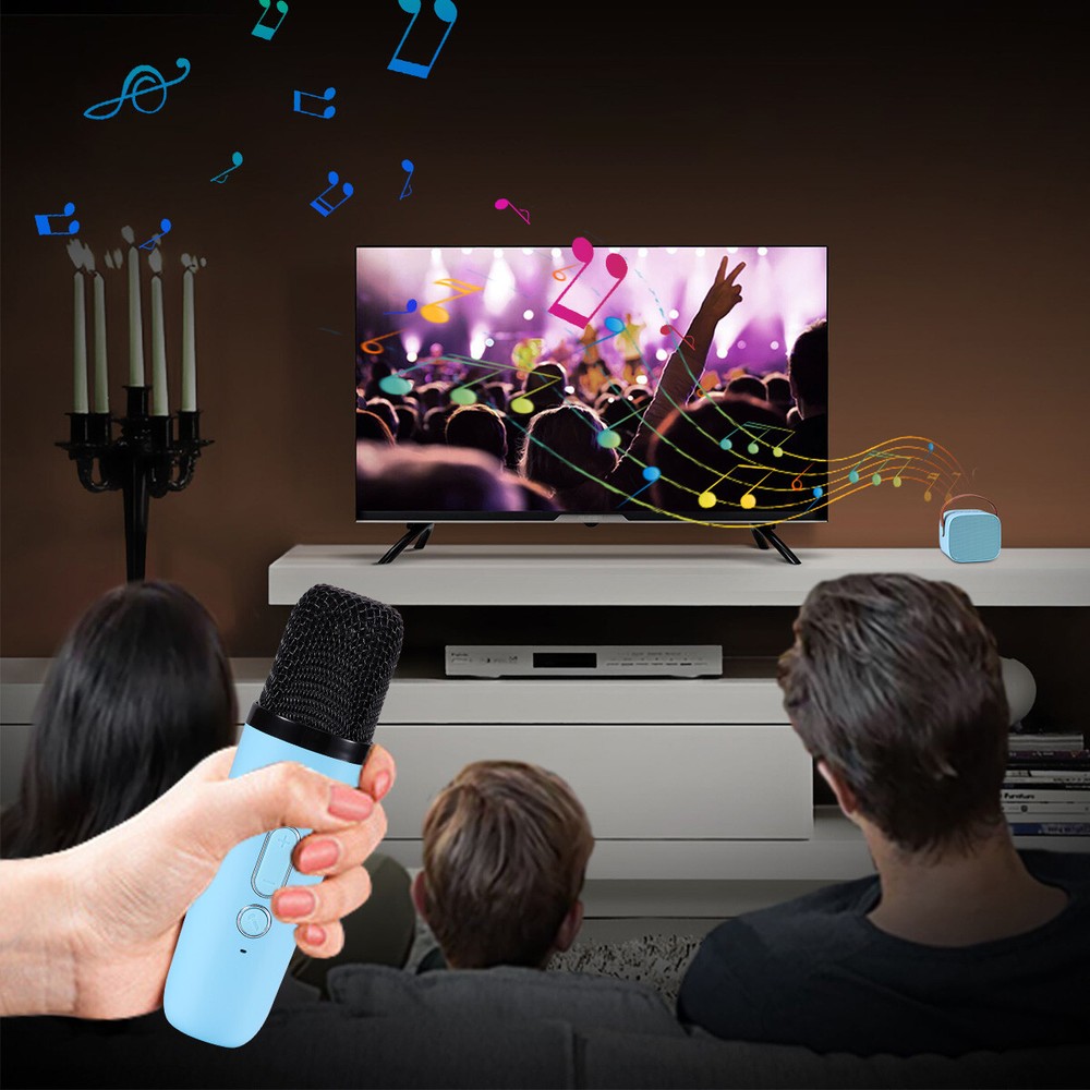 Portable Bluetooth Speaker Karaoke Machine System Microphone Party Light For Kid