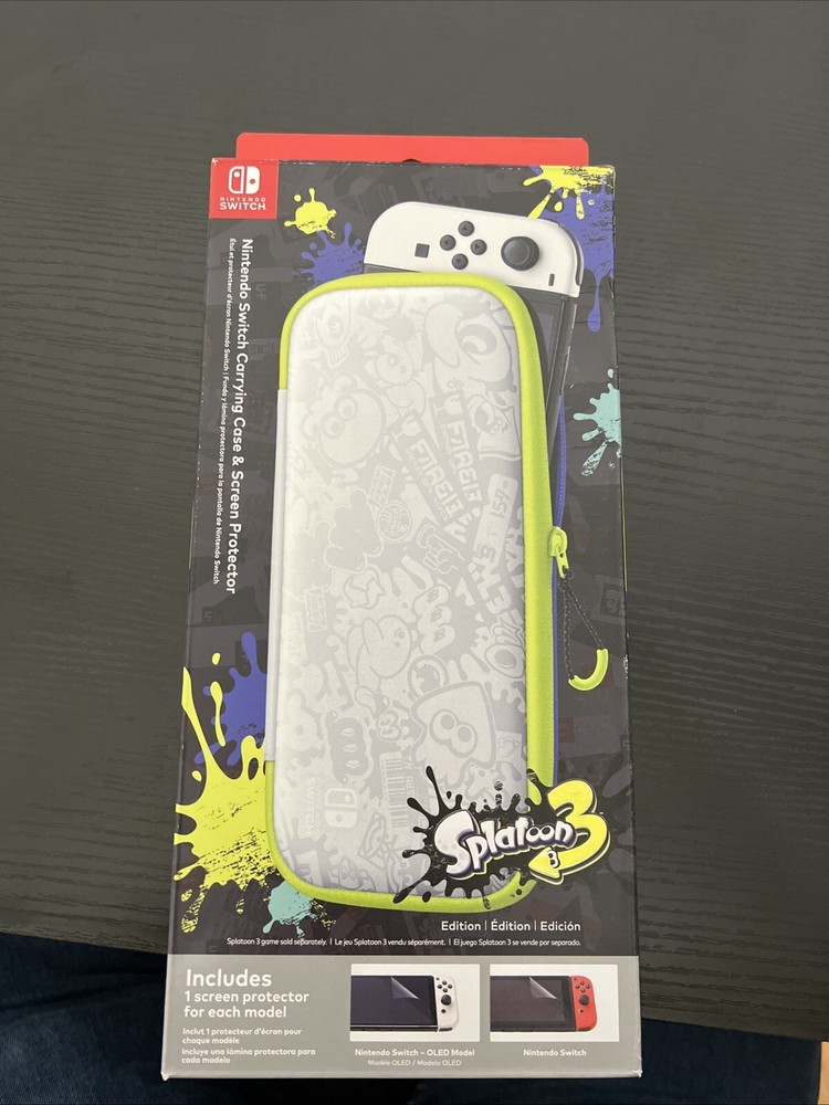 Nintendo Switch Carrying Case & Screen Protector - Splatoon 3 Edition NEW