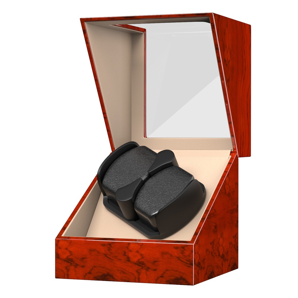 Automatic Dual Watch Winder 2+0 Storage Display Case Box With Mabuchi Motors US