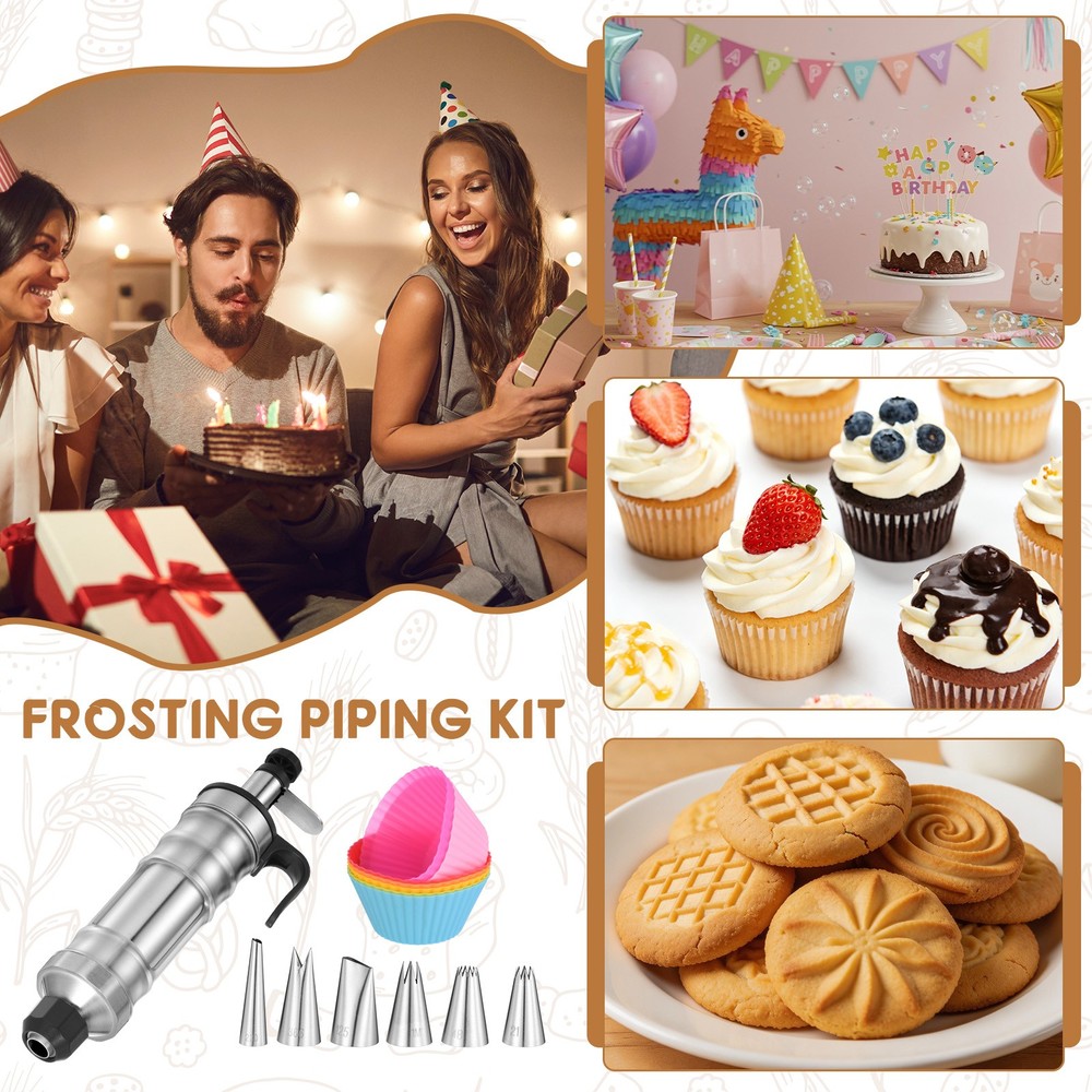 Dessert Decorating Set with Piping Tips/Cupcakes/Brush for Baking, Black