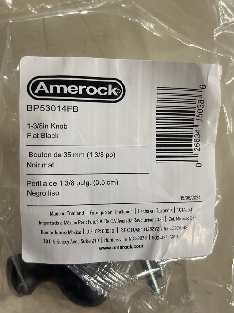 Amerock 10BX53014FB Vaile Cabinet Knobs Matte Black 1-3/8" Length - 10 Pack