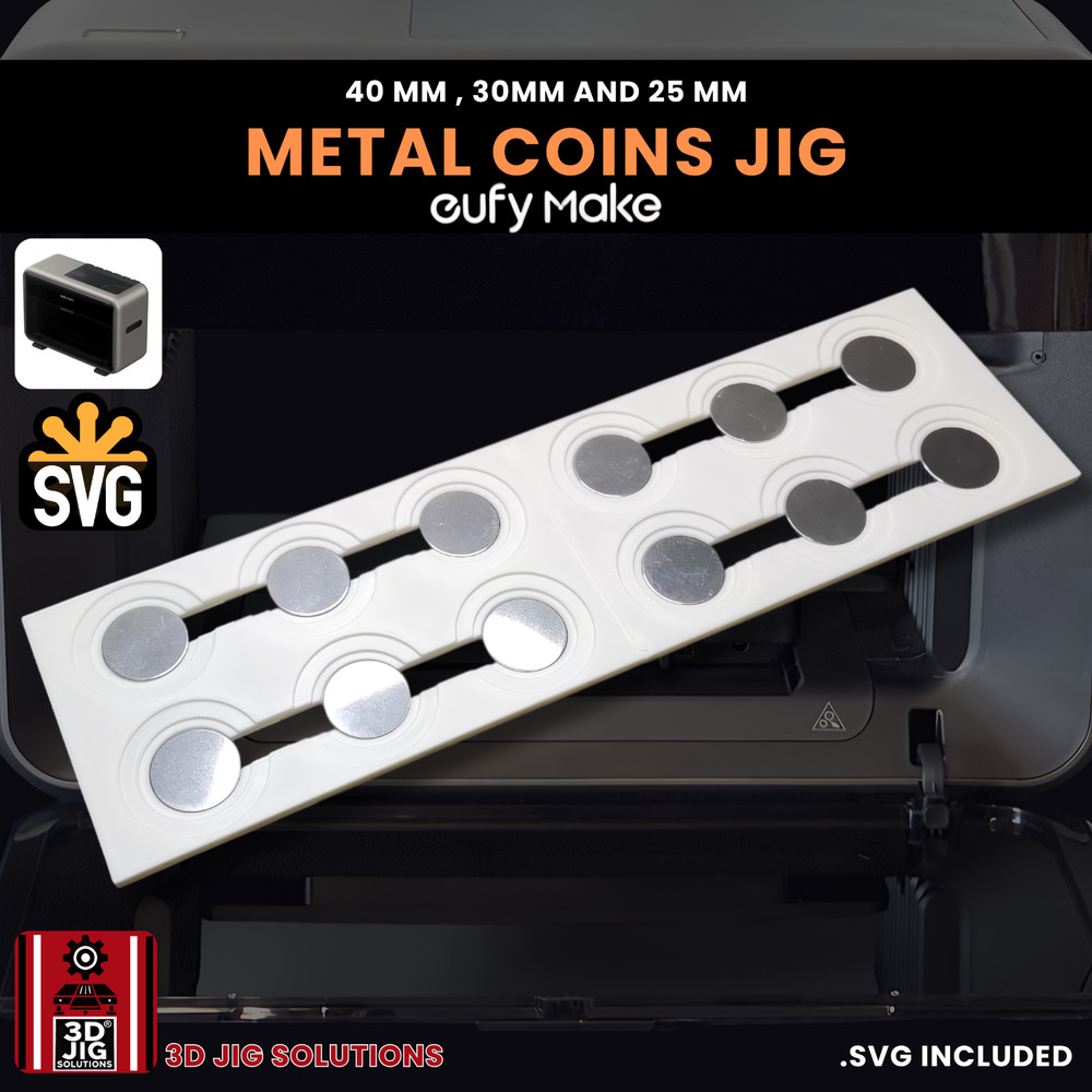 EufyMake E1 UV Printer Jig | Challenge Coin & Pendant Template
