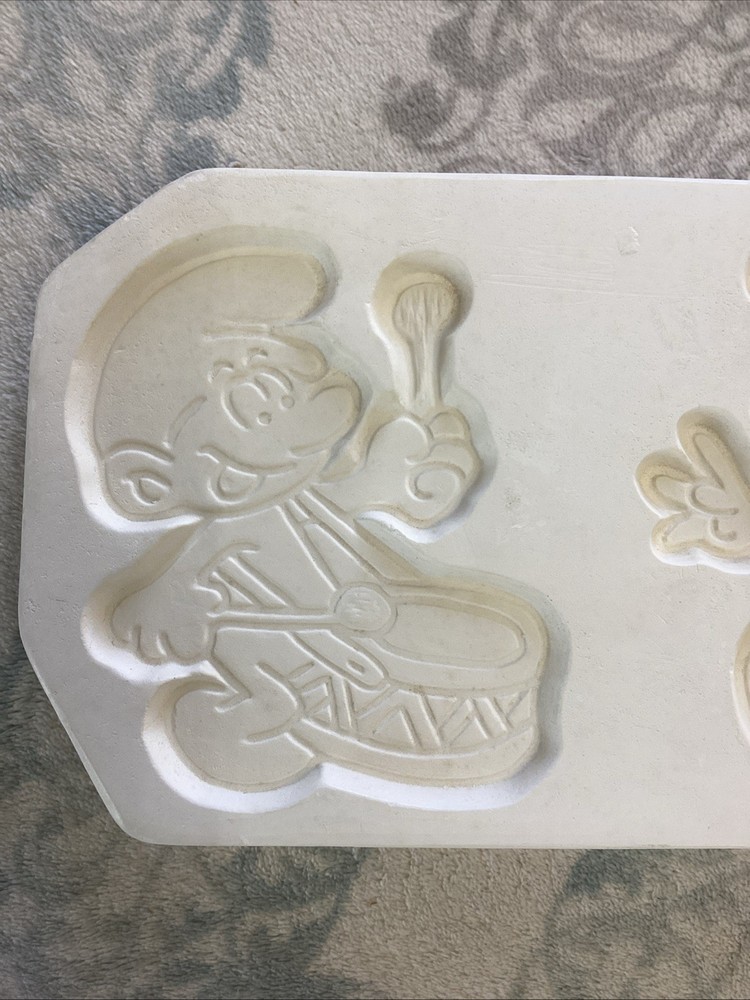 VTG Unbranded #7 3 Smurfs Flat Open Pour Ceramic Slip Casting Mold