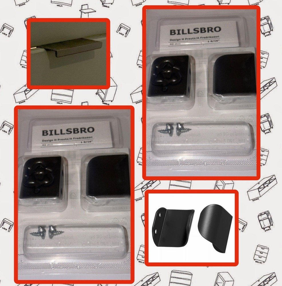 1 Pack IKEA BILLSBRO Handle black anthracite, 1 9/16 " 2ct ea