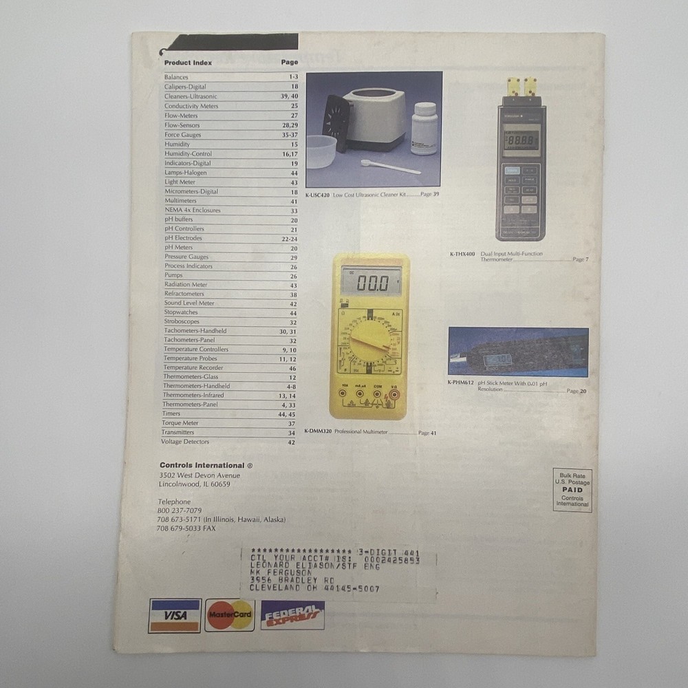 Controls International High Performance Instruments And Controls 1992 Catalog