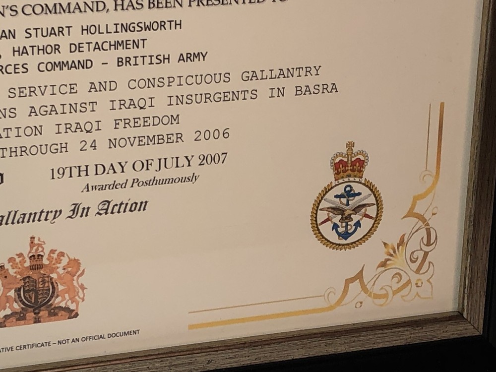 CONSPICUOUS GALLANTRY CROSS [UK] COMMEMORATIVE CERTIFICATE ~ Type 1