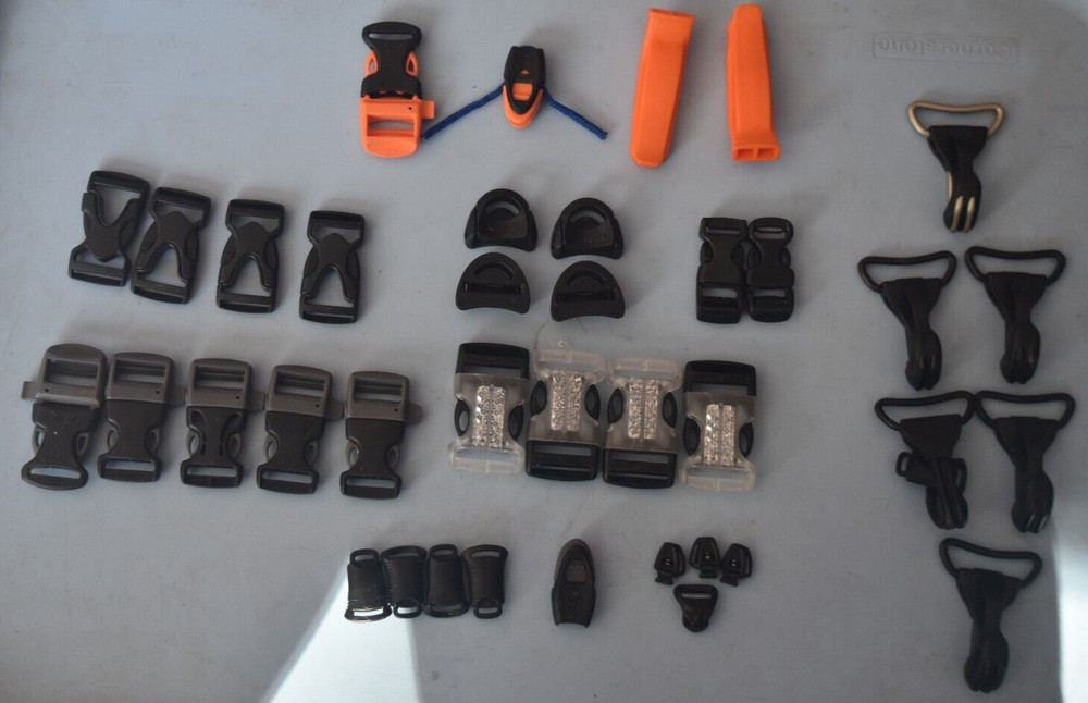 35 Various sizes & styles of Strap Adjustable Buckle Plastic Side Release Clips