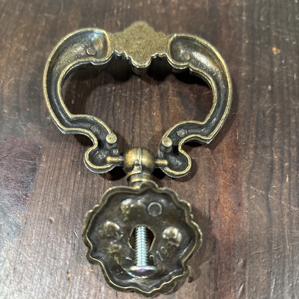 Antique Drop Ring Drawer Pull Cabinet Handle Hardware Ornate Swirl