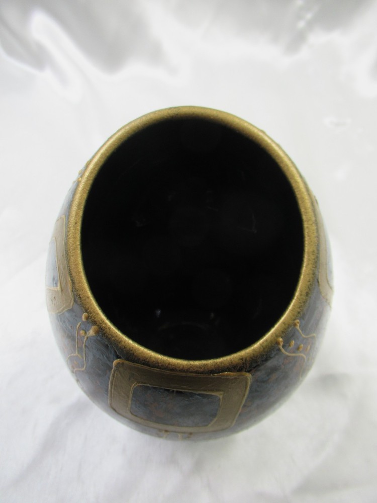 Ceramic Vase Hand Painted Signed Romania 6 1/2"