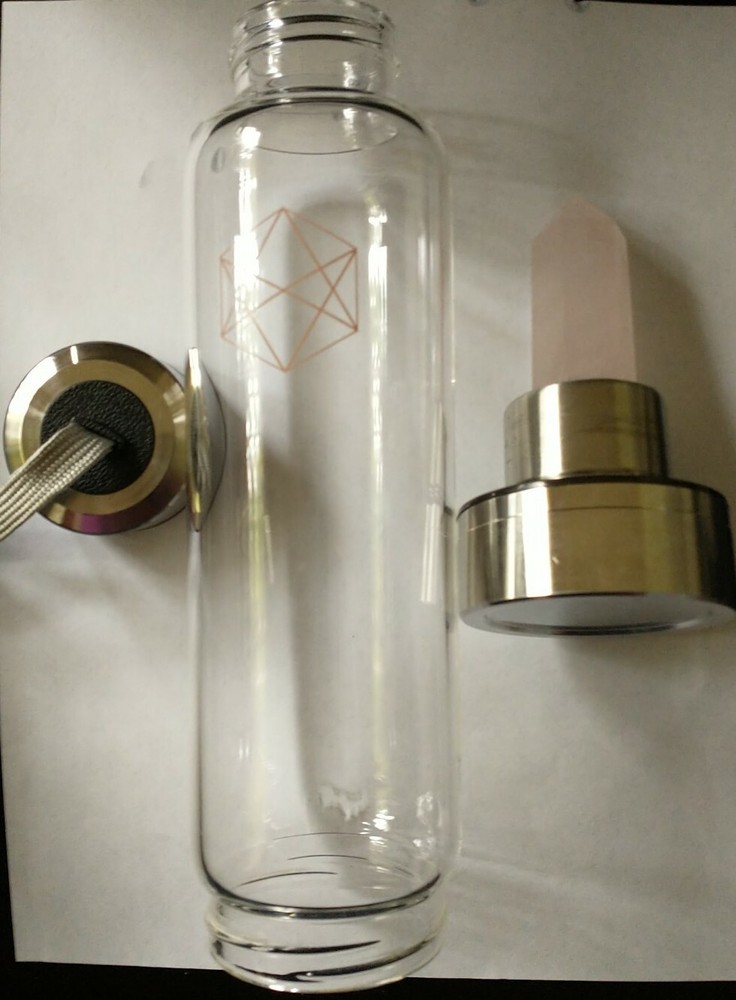 Rose Quartz Water Bottle, with Neoprene Sleeve