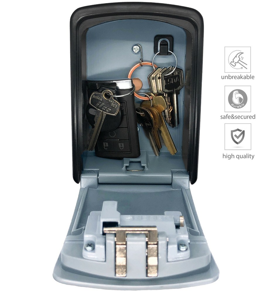 Iron Lock - XXL Key Lock Box, 4 Digit Combination Large Lock Box, Wall Mounted