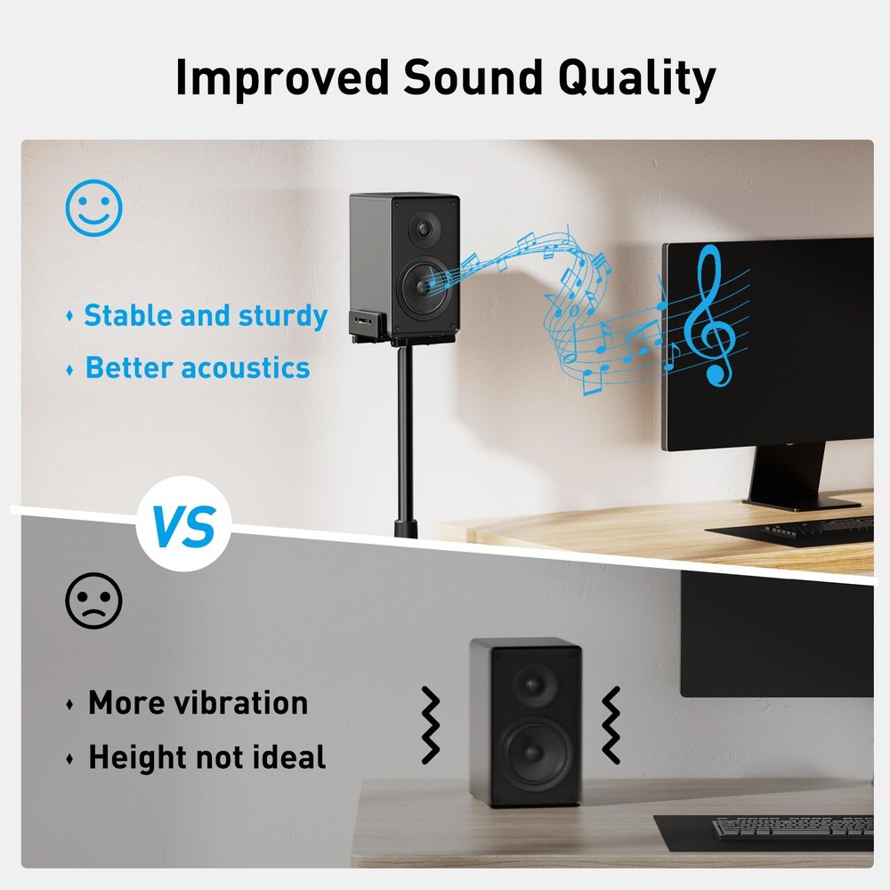 PERLESMITH Universal Speaker Stands for Surround Sound -Height Adjustable Ext...