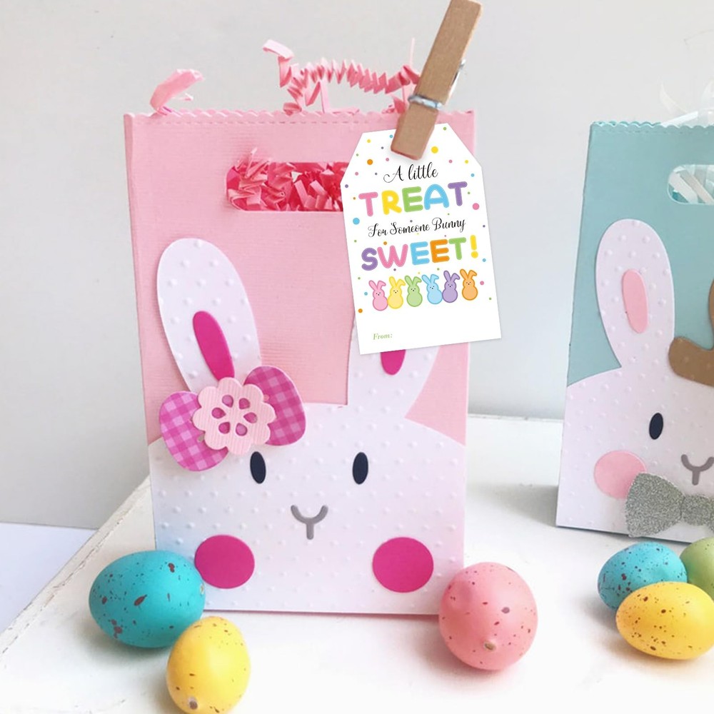 Easter Gift Tags with String Easter Bunny Name Gift Tags 50 Pcs Happy Easter ...
