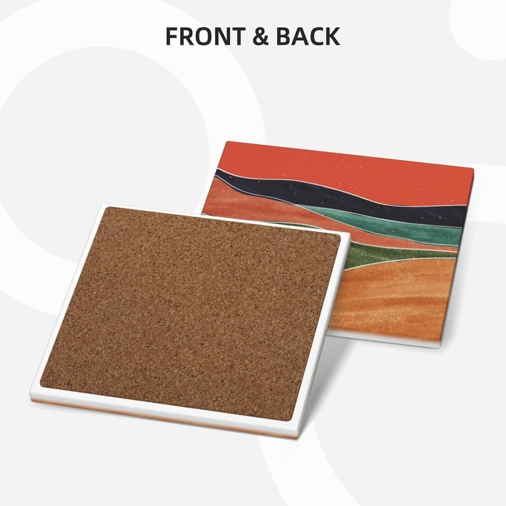 Absorbent Ceramic Coasters for Drinks with Cork Base Art Coasters Set of 6 - ...