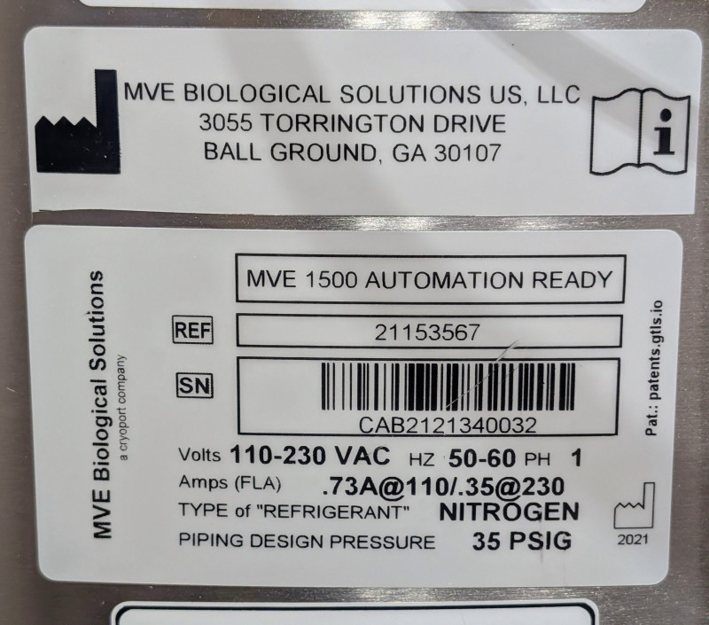 MVE 1500 Automation Ready Cryogenic Freezer