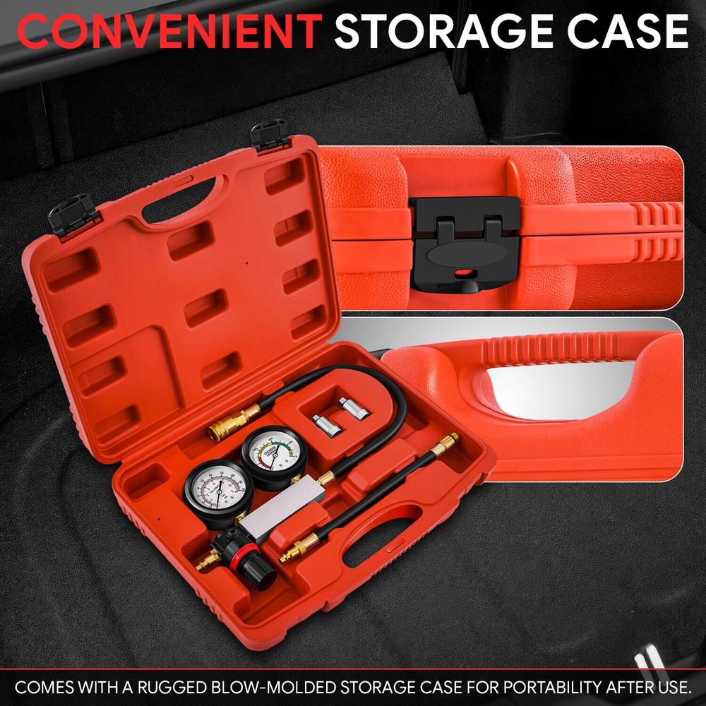 100 Psi TU-21 Steel Cylinder Leakdown Detector Engine Compression Tester Kit Red