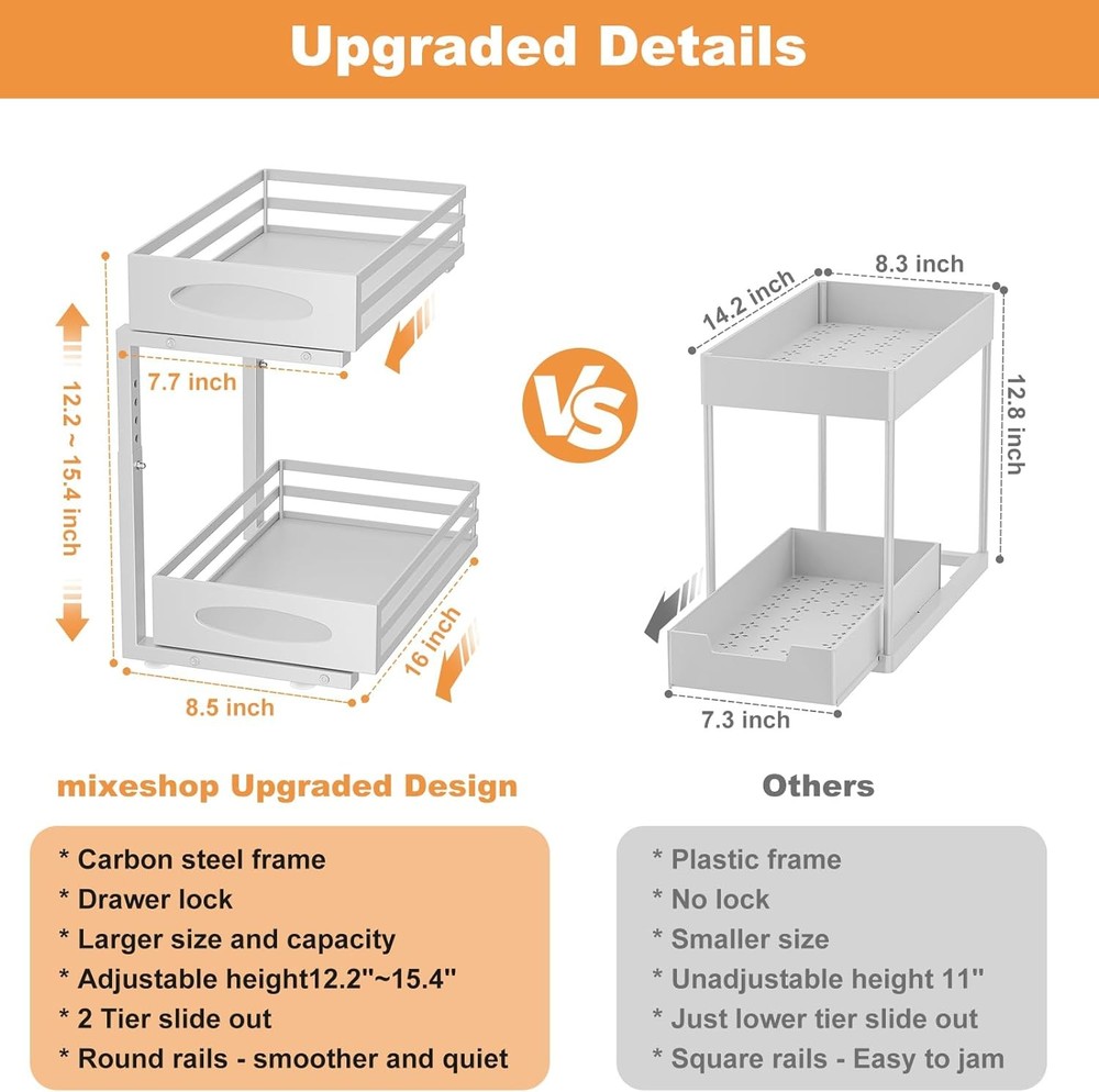 Under Sink Organizer 2 Tier Under Sink Organizers & Storage Adjustable Height