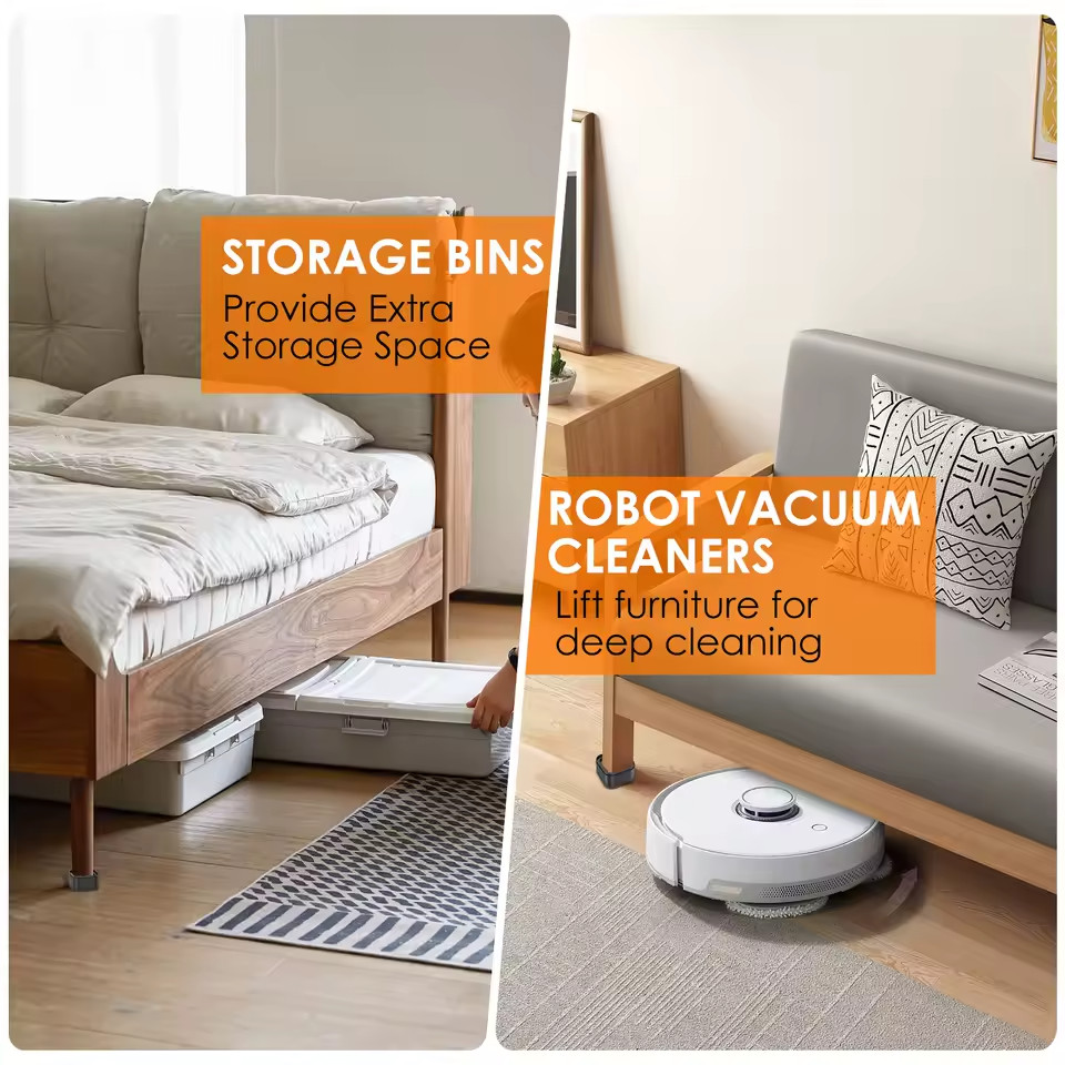 8pcs Furniture Risers Adjustable Bed Risers Stackable Desk Table Couch Lift