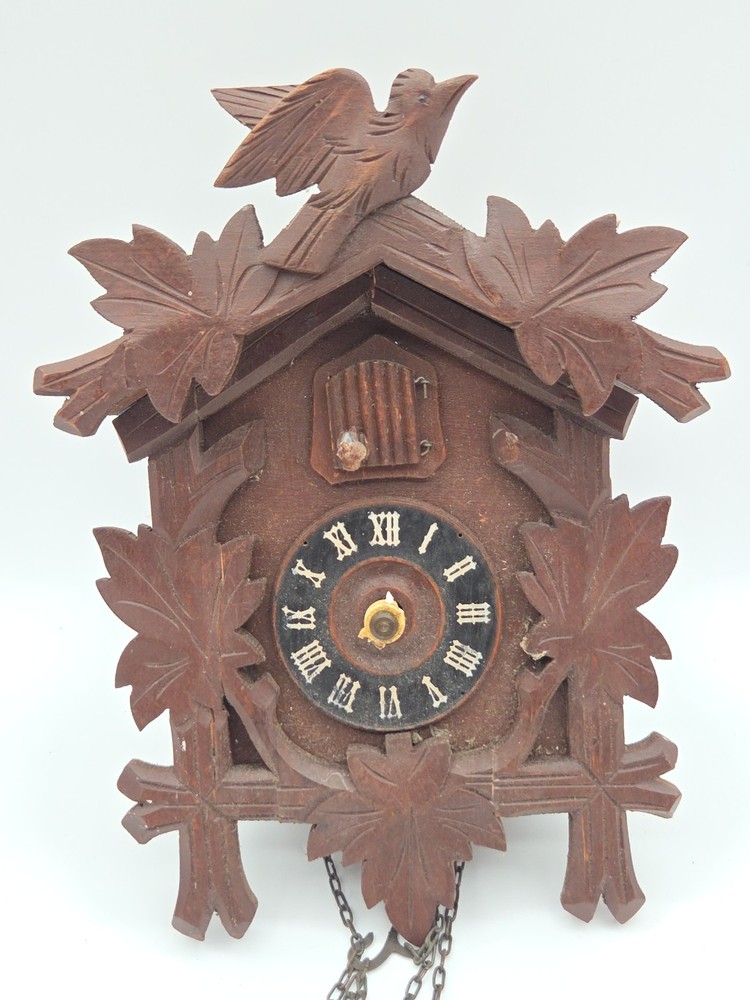VINTAGE 3 LEAF BLACK FOREST CUCKOO CLOCK HOUSE