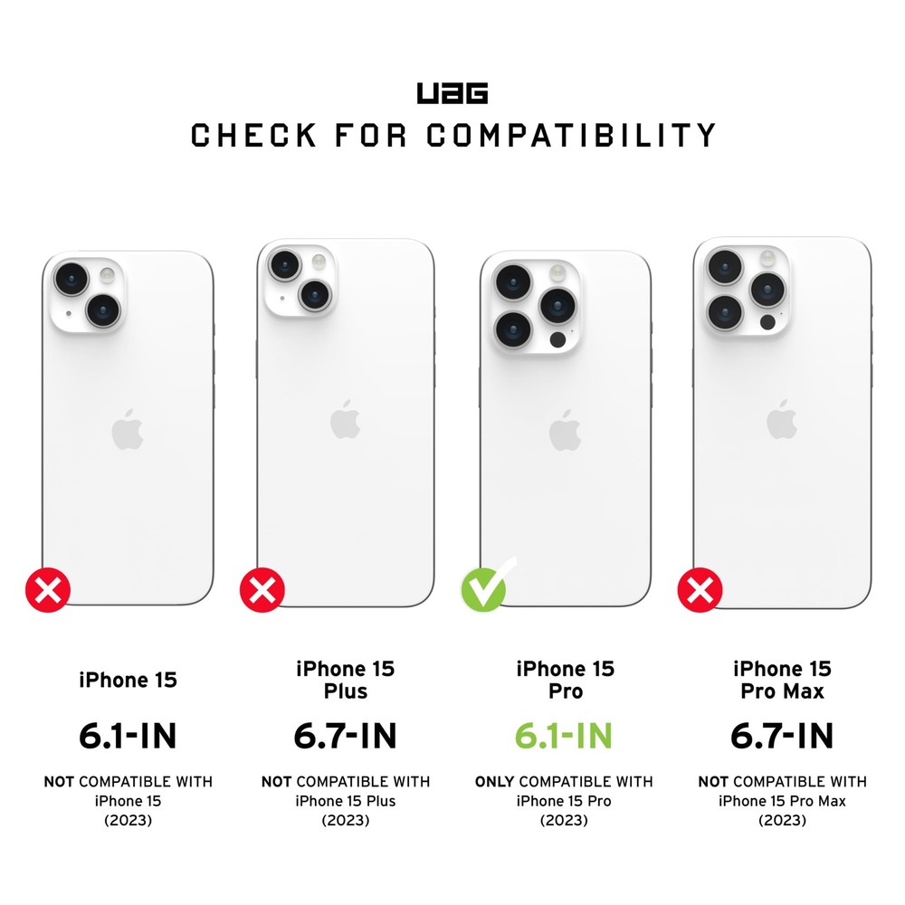 UAG Compatible iPhone 15 Pro Case 6.1" Essential Armor – MagSafe, Drop-Tested