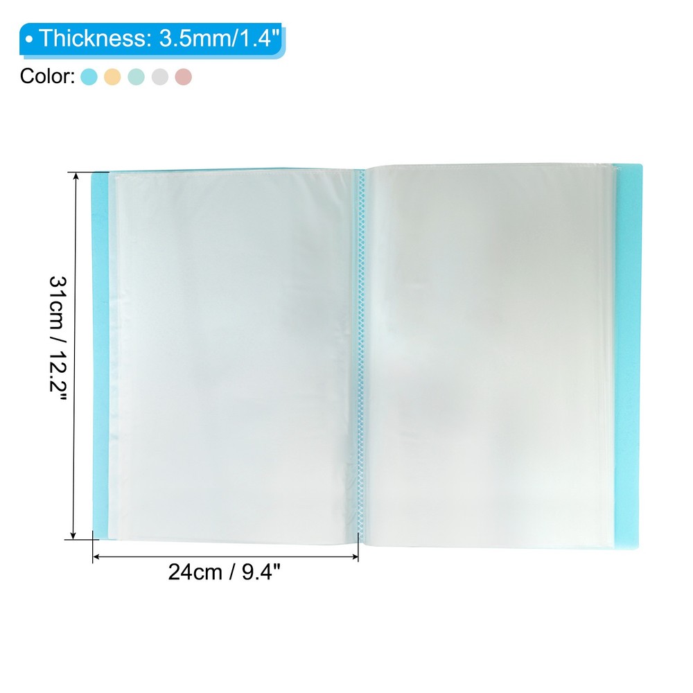 9.4x12.2" Binders with Plastic Sleeve Set, 5Pcs Sheet Protector, Multicolor
