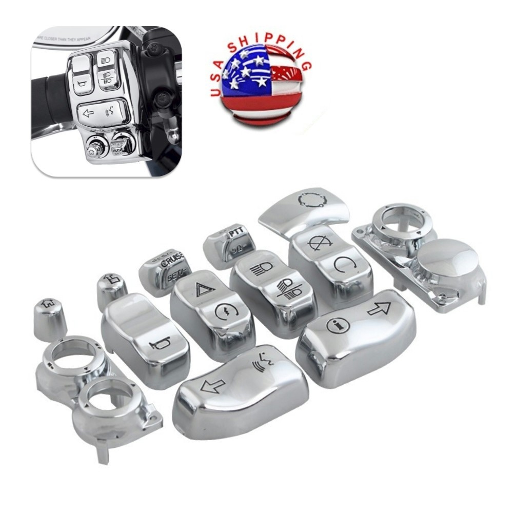 13pcs Hand Control Housing Button Cover Switch Cap Kit For Harley Electra Glide