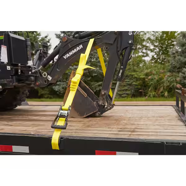2 In. X 27 Ft. Heavy-Duty Ratchet Tie-Down Strap with Flat Hooks