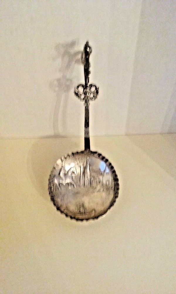 Antique Large Silver Ladle Hand Etched