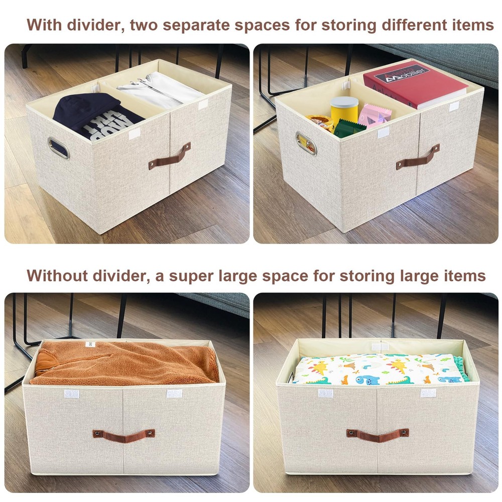 Extra Large Collapsible Storage Bins with Lids and Compartments, Washable, Fa...
