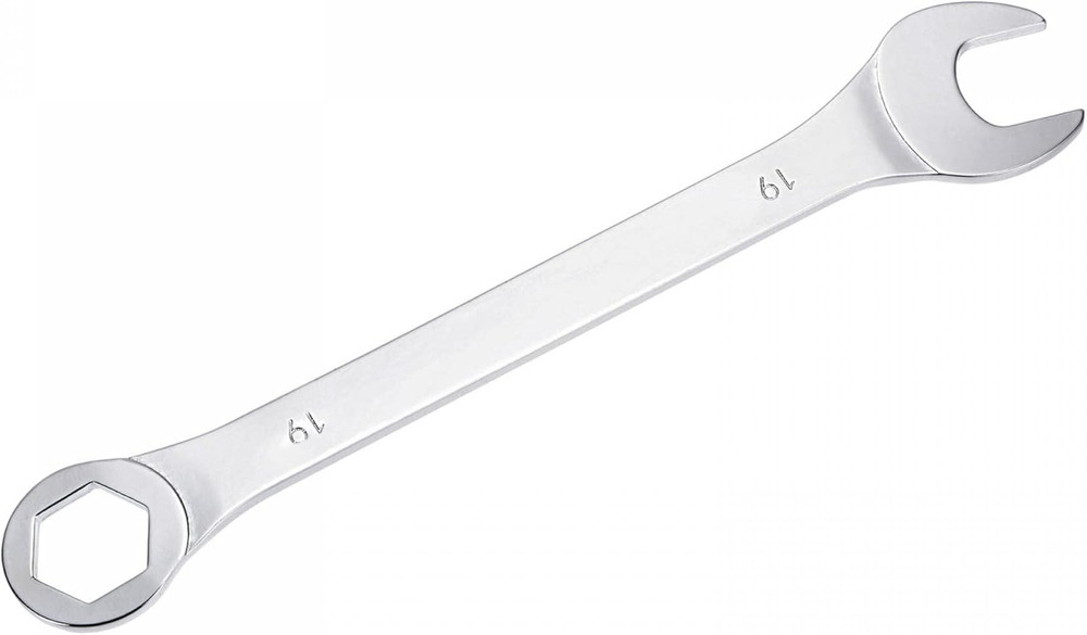 Thin Combination Wrench with Offset 6-Point End and Angled Open End, Metric Mirr