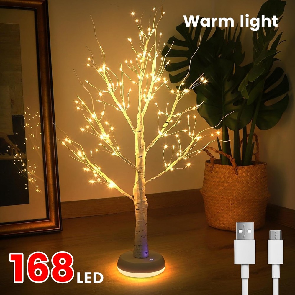 LED Birch Tree Christmas Decor Battery Operated White Lights