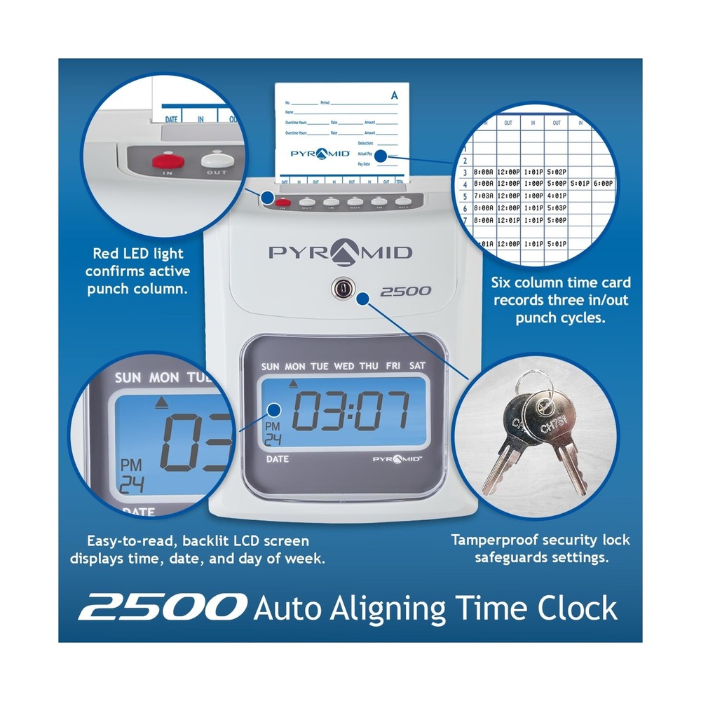Pyramid Time Systems Small Business 2500 Time Clock Bundle, Unlimited Employe...