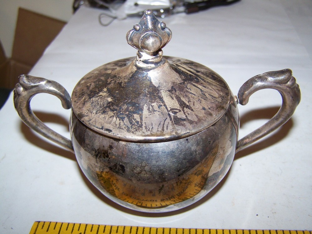 Vintage Victorian Silverplate Sugar w Lid unbranded