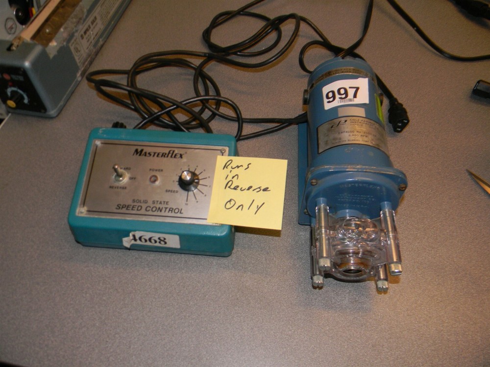MasterFlex Speed Control, 7553-20 Pump Motor, 7014-20 Pump Head, Runs in Reverse