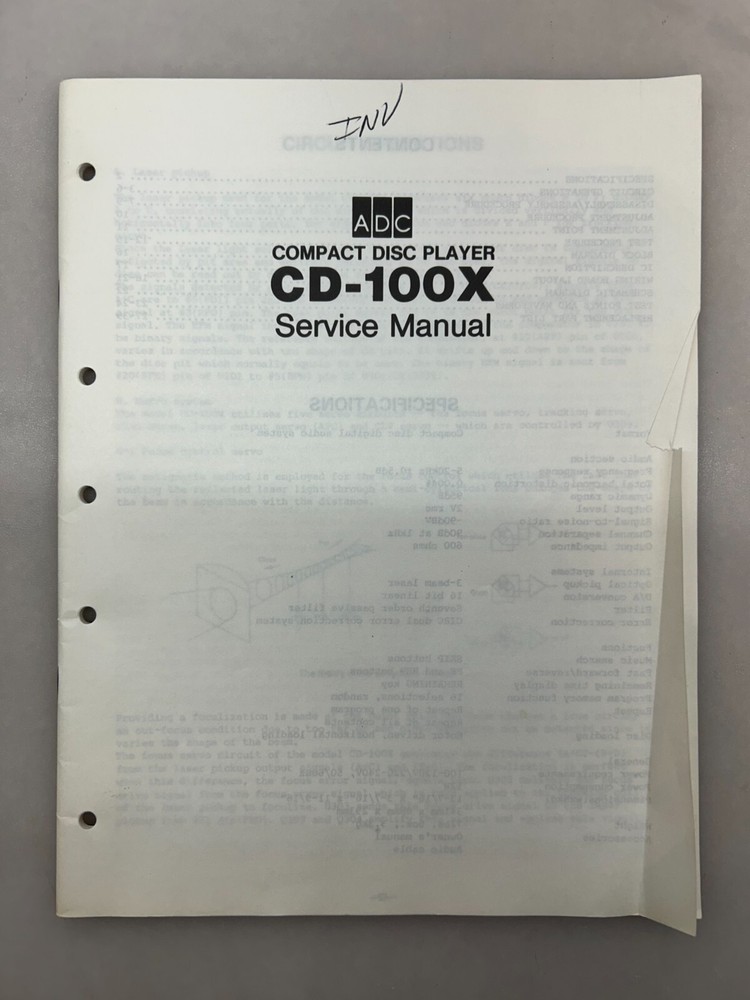 ADC CD-100X Original Service Manual Free Shipping