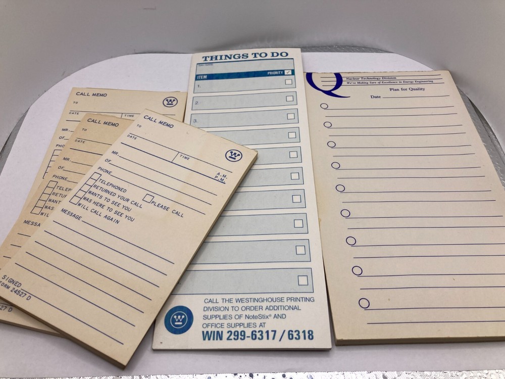 Vintage Westinghouse Notepads of Various Sizes